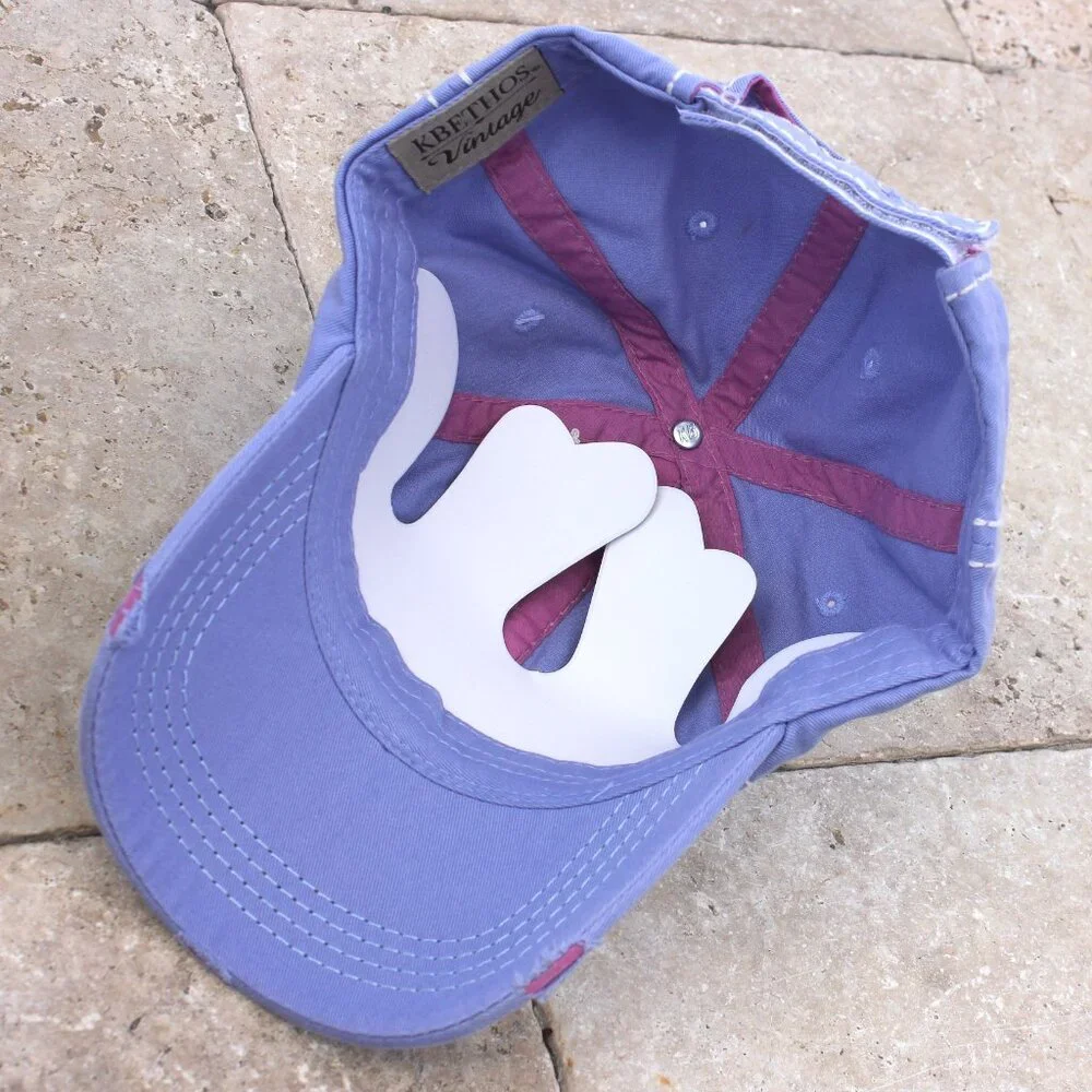 Womens BLESSED Mama Pink Vintage Ballcap Baseball Cap Hat in Distressed Purple